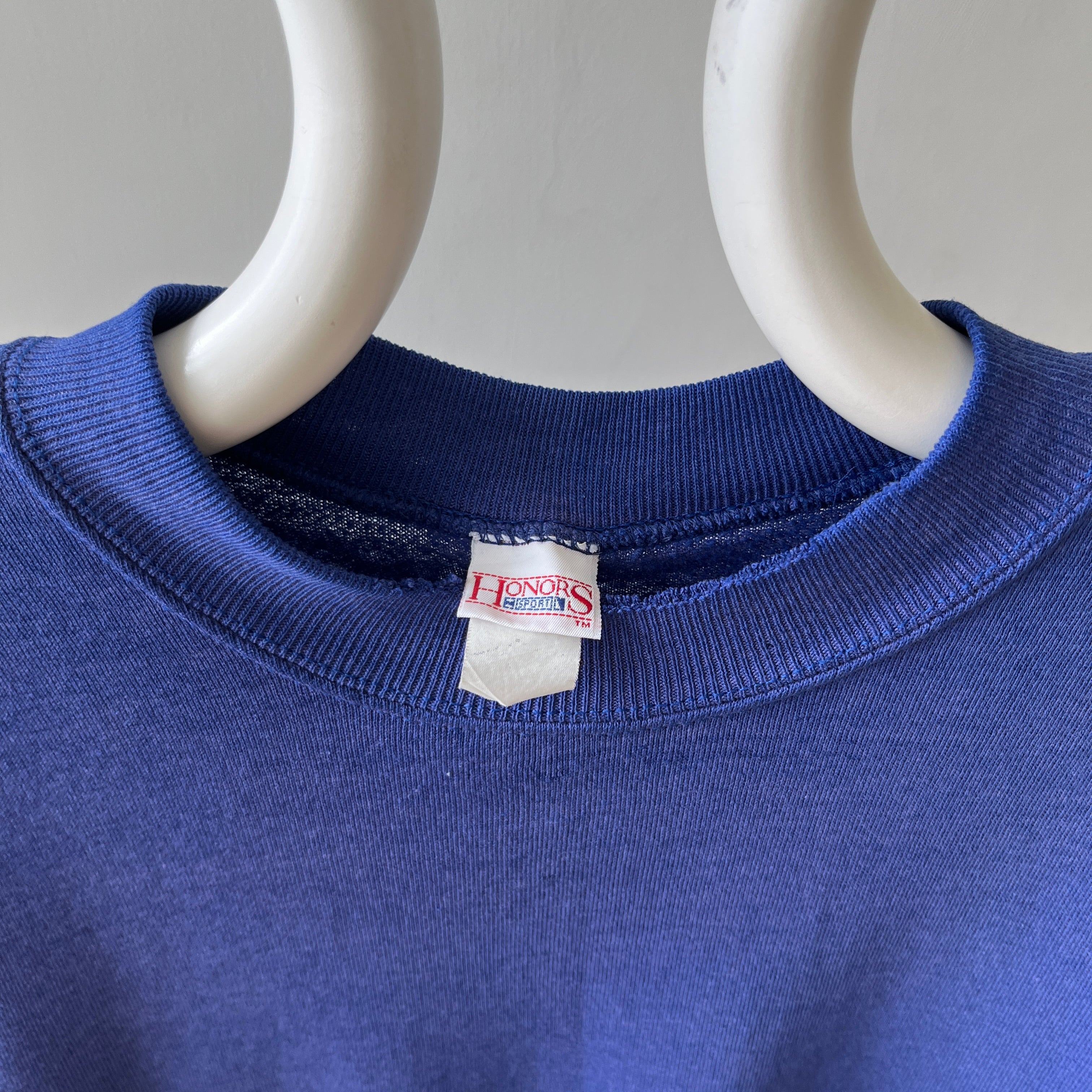 1980s Blank Faded Blue Short Sleeve Sweatshirt