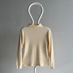 1980s Super Soft and Slouchy Mock Neck Waffle Knit with Pilling