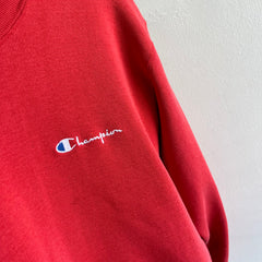 1980s Champion Brand USA Made Red/Pink/Dark Salmon/But Really Red Sweatshirt