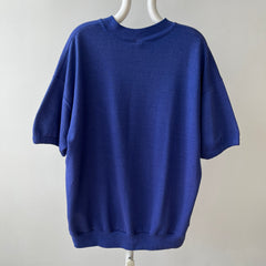1980s Blank Faded Blue Short Sleeve Sweatshirt