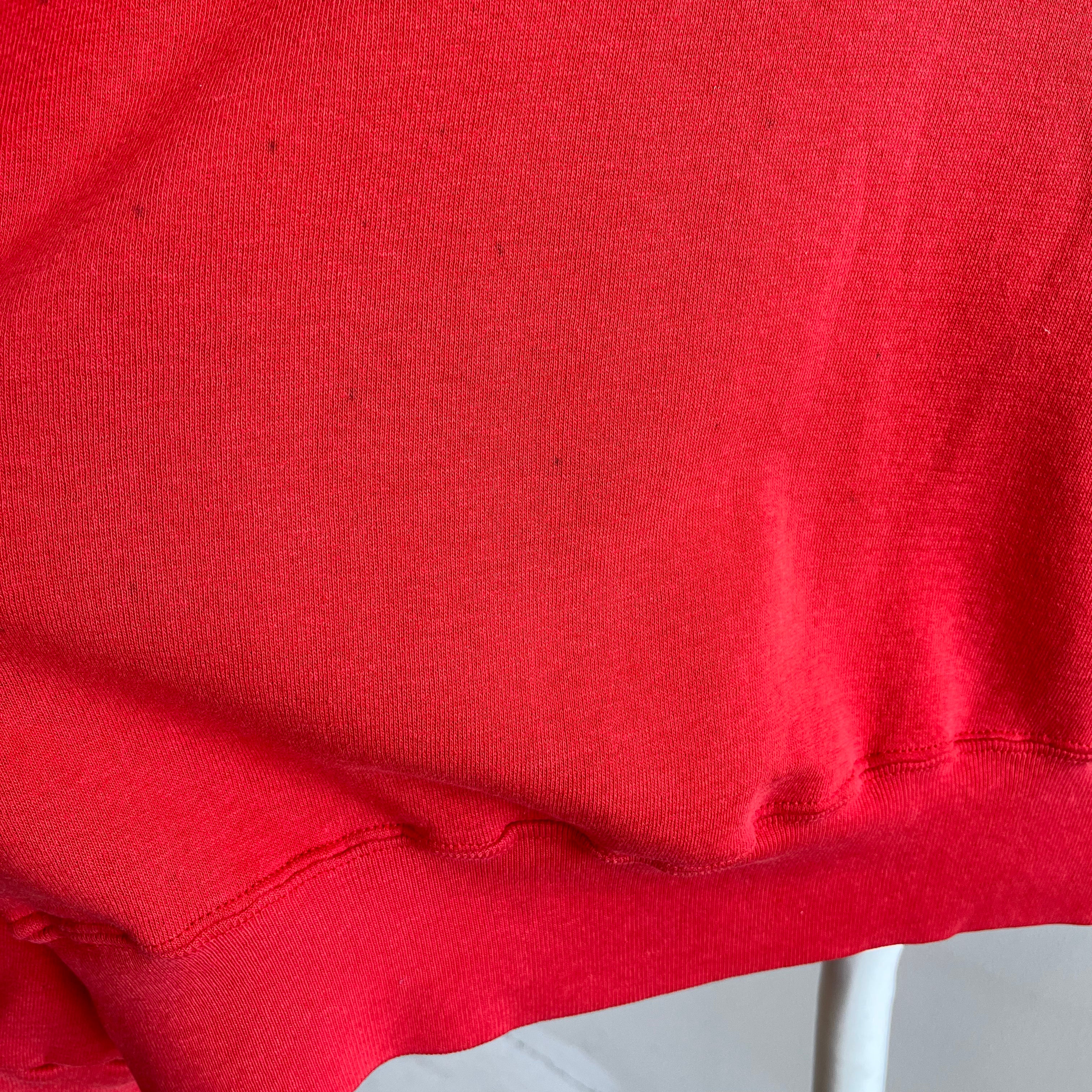 1980s Champion Brand USA Made Red/Pink/Dark Salmon/But Really Red Sweatshirt