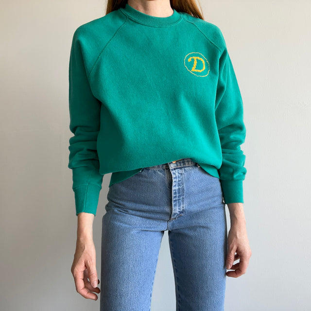 1980s DIY "D" Needlepoint Sweatshirt