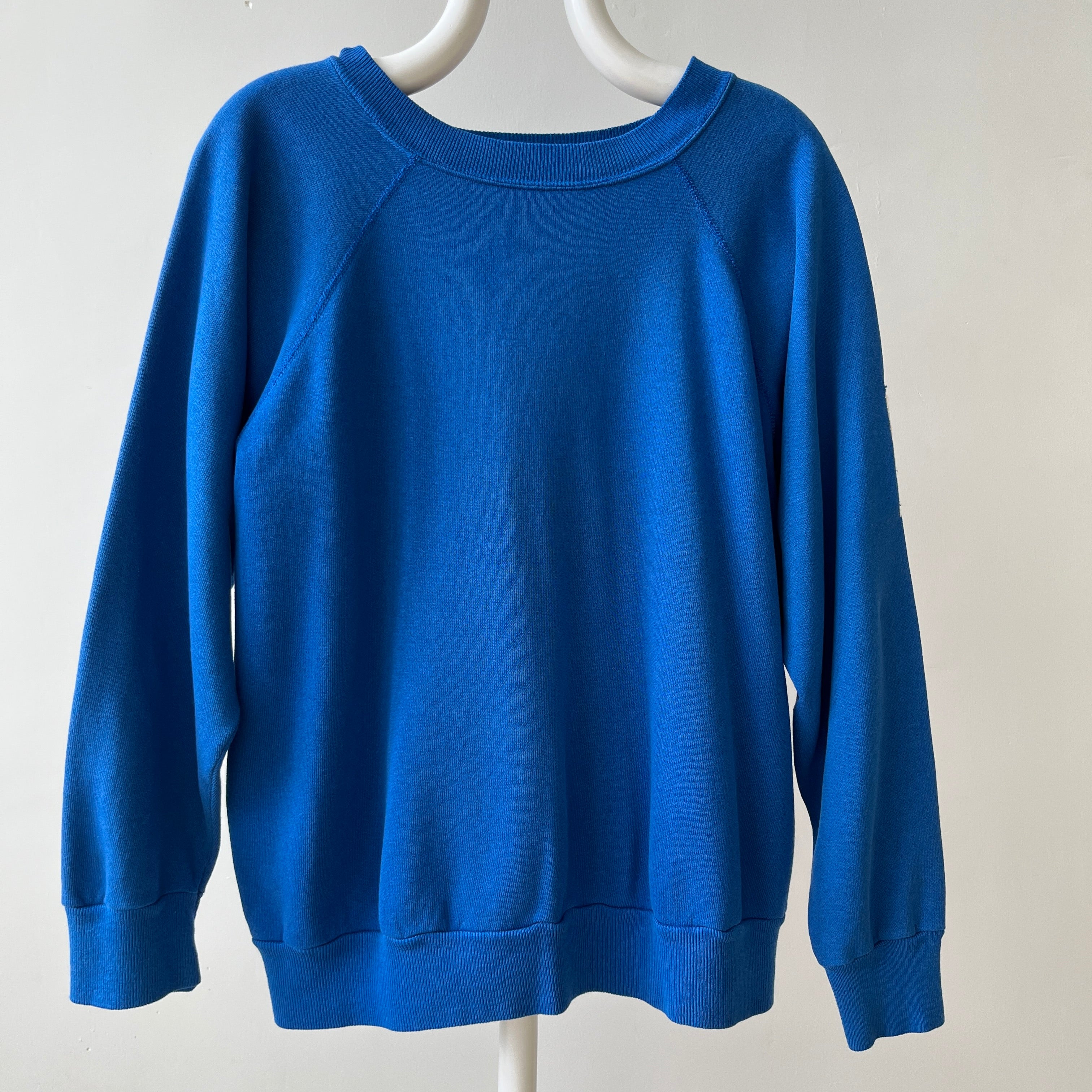1990s Blank Blue Repaired Sweatshirt