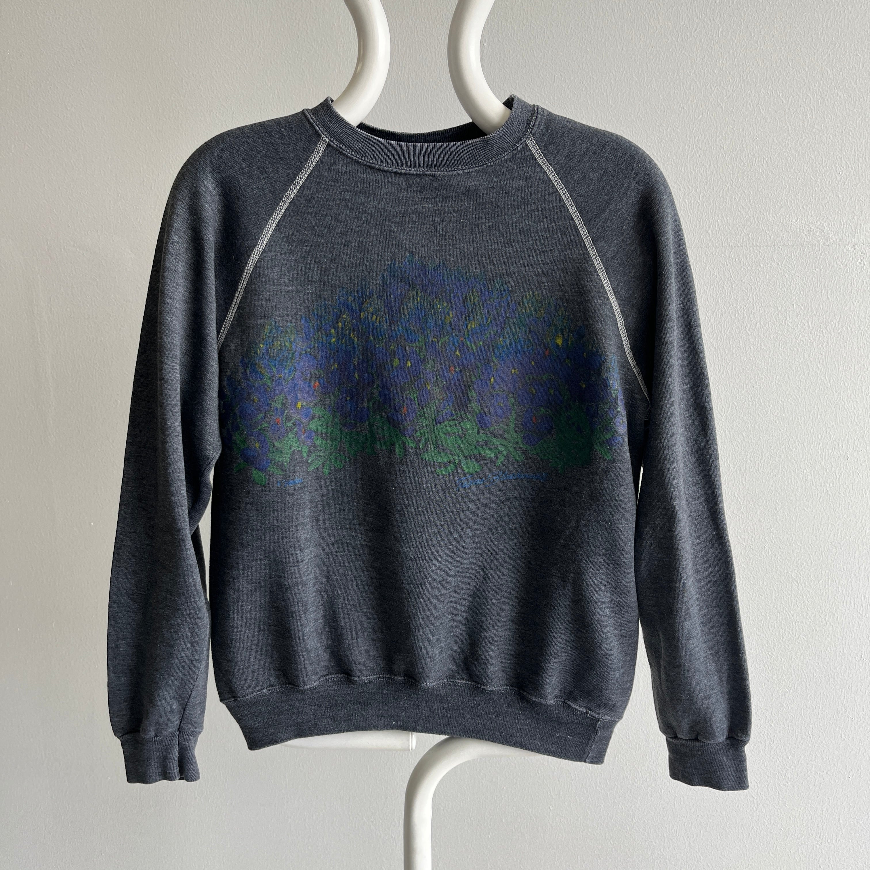 1980s Re Dyed Iris Front and Back Sweatshirt