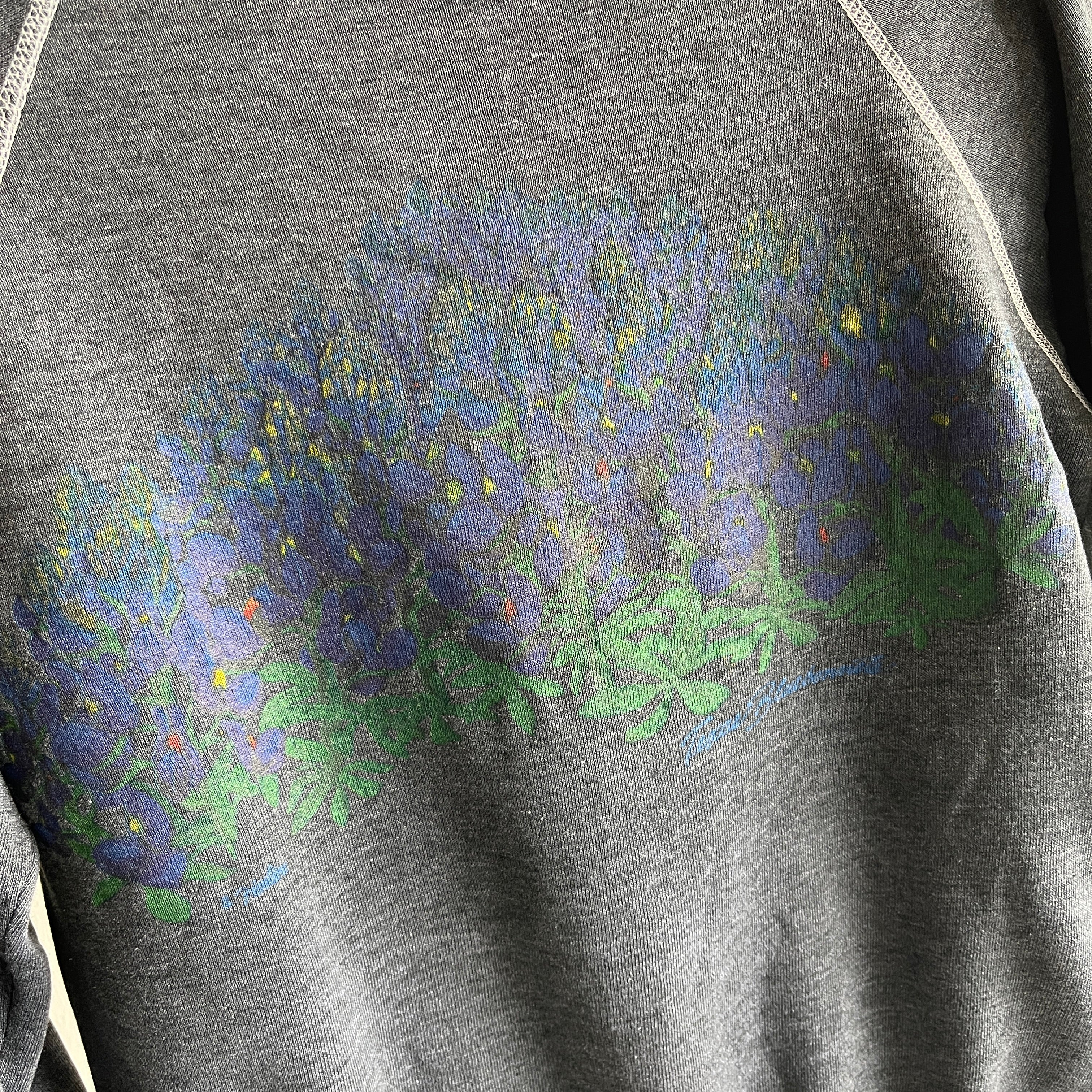 1980s Re Dyed Iris Front and Back Sweatshirt