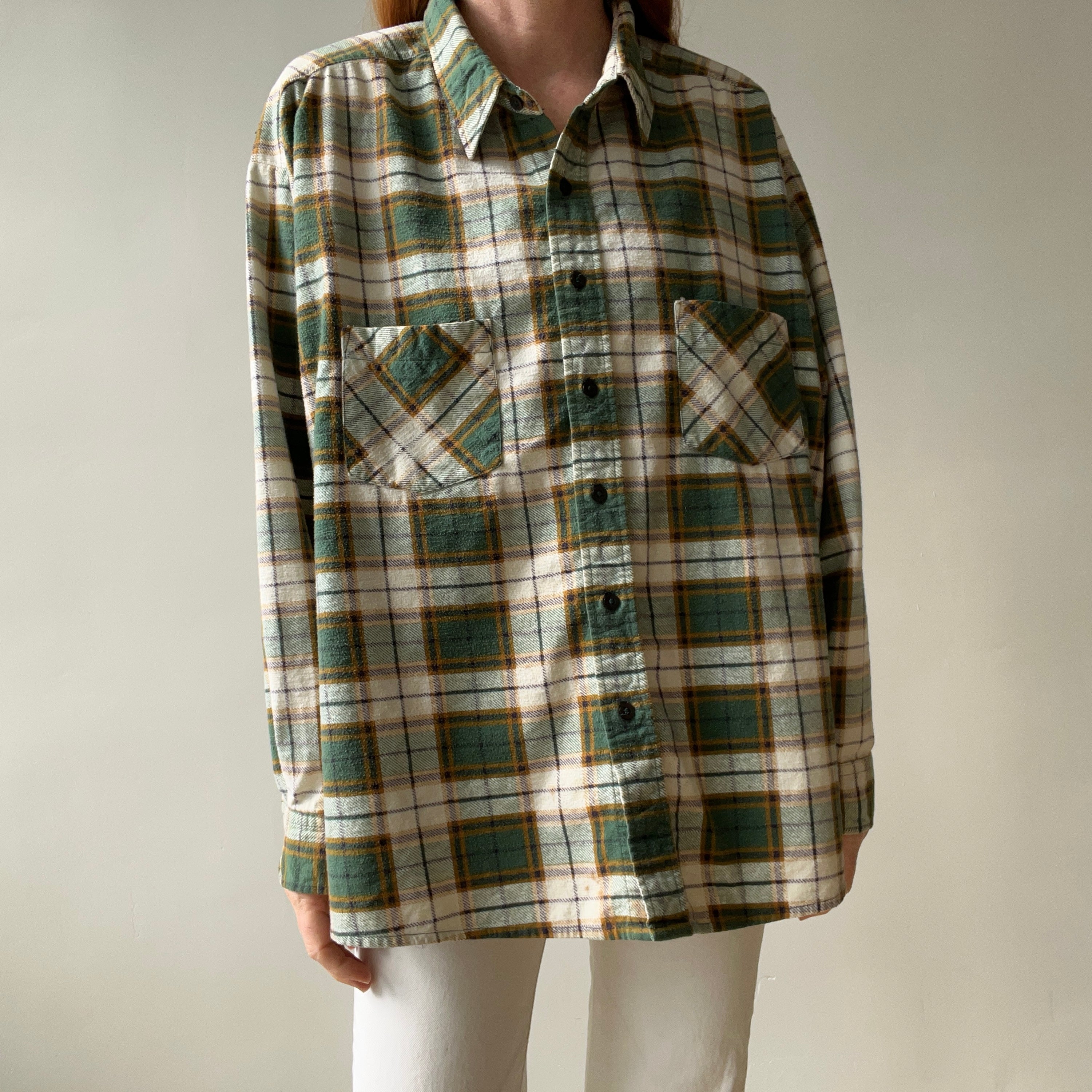 1990s Lightweight Larger Cotton Single Sided Flannel