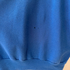 1990s Blank Blue Repaired Sweatshirt