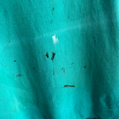 1980/90s Super Paint Stained an Beat Up Teal/Turquoise T-Shirt