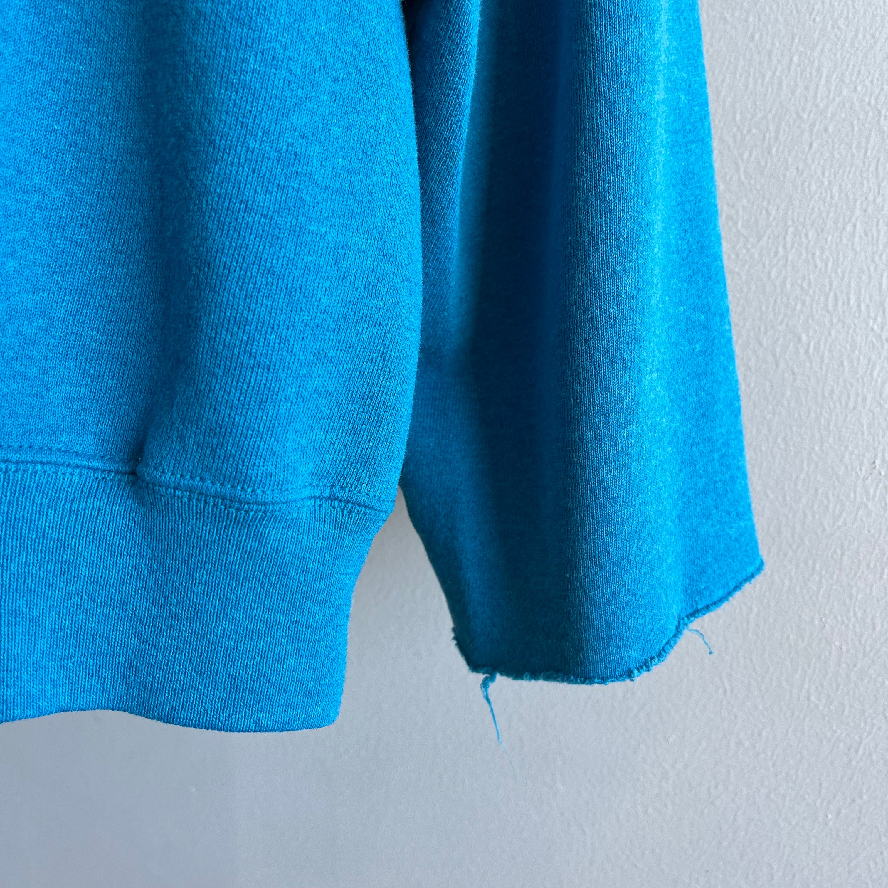 1980s Super Cool Blue Sweatshirt Perfect for a Broken Left Arm
