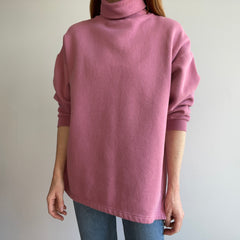 1980s Bridesmaid's Pink Mauve Turtleneck Sweatshirt