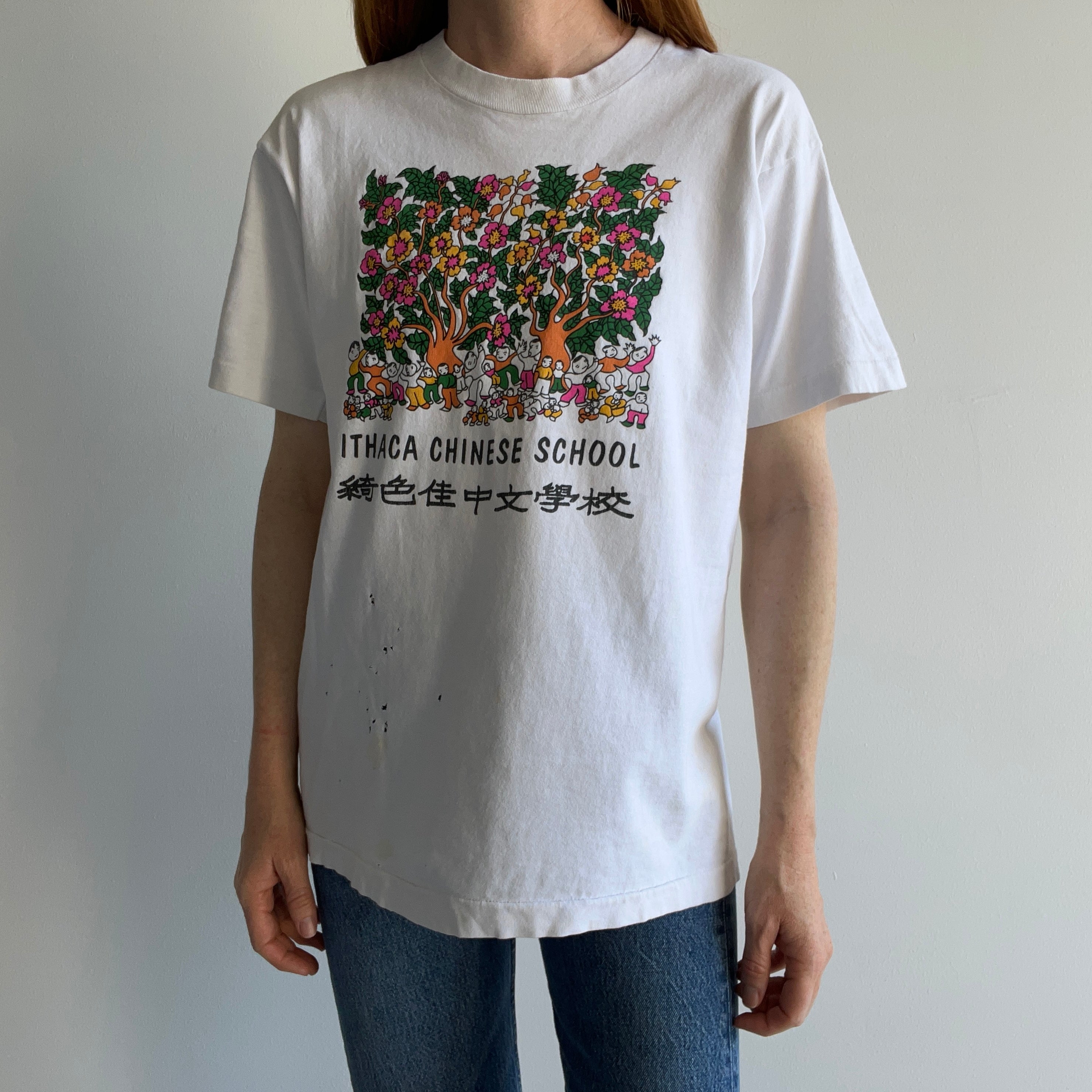 1980s Ithaca Chinese School Destroyed T-Shirt (Personal Collection Piece)