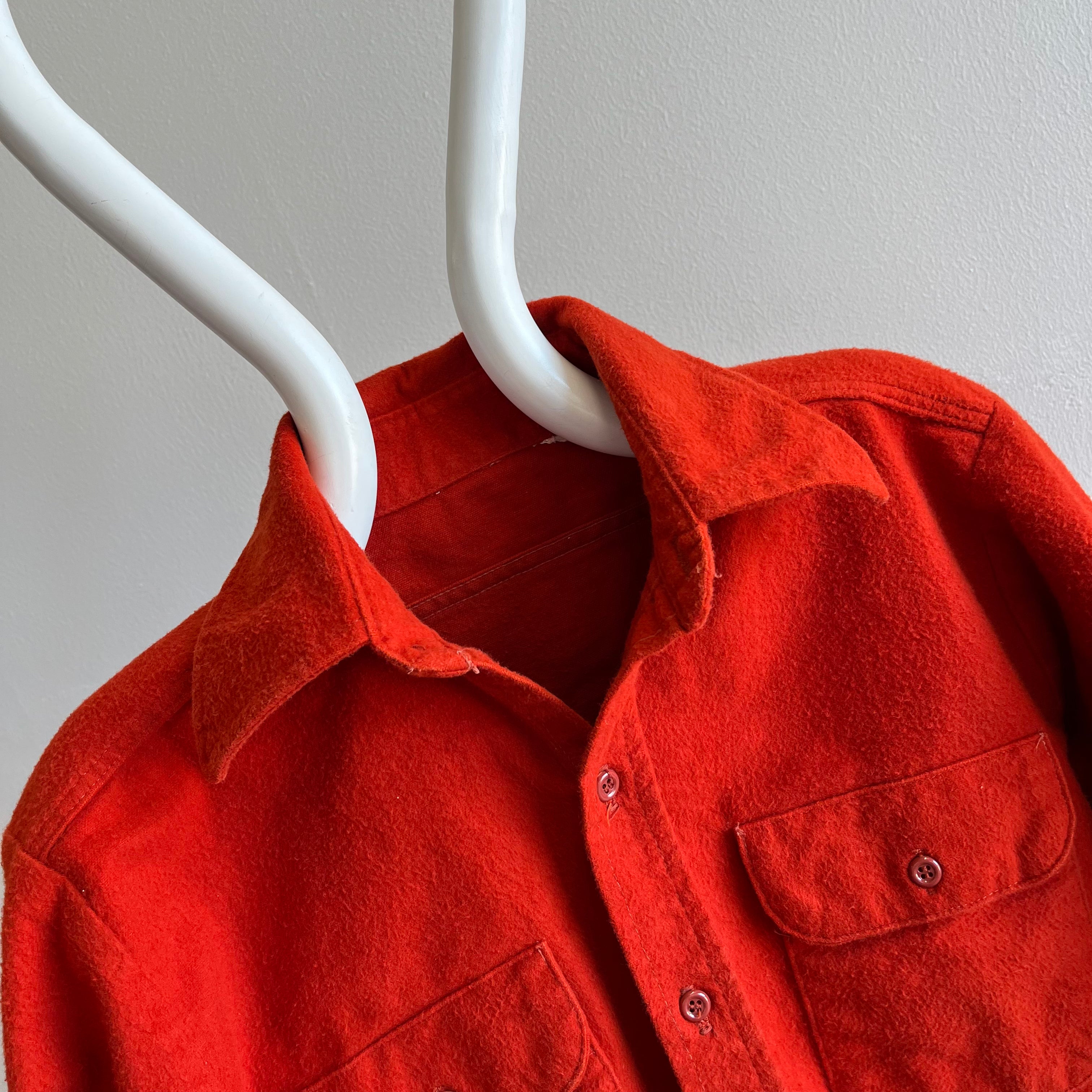 1970s Structured Rusty Orange Cotton Flannel