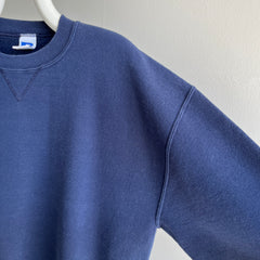 1990s Russell Brand Single V Medium Weight Navy Sweatshirt