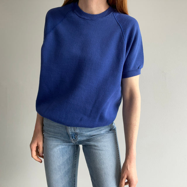 1980s Blank Blue Warm Up Sweatshirt