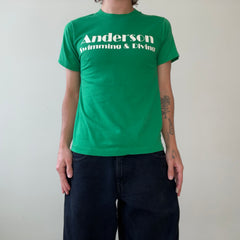 1970s/80s Green Anderson Swimming And Diving T Shirt - The Backside!!