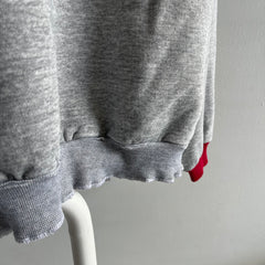 1990s DELIGHTFUL DIY Two Tone Gray and Red Sweatshirt