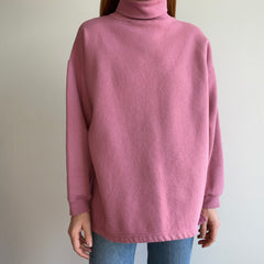 1980s Bridesmaid's Pink Mauve Turtleneck Sweatshirt