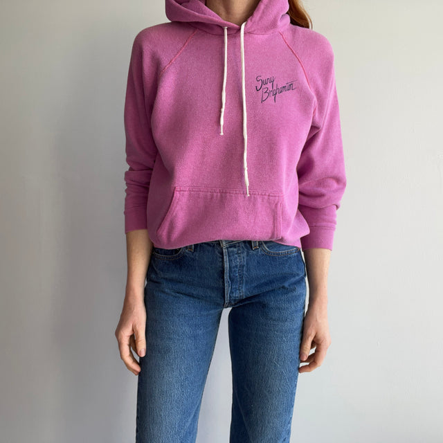 1980s SUNY Bringham Lilac/Pink Pullover Hoodie - A Dream!