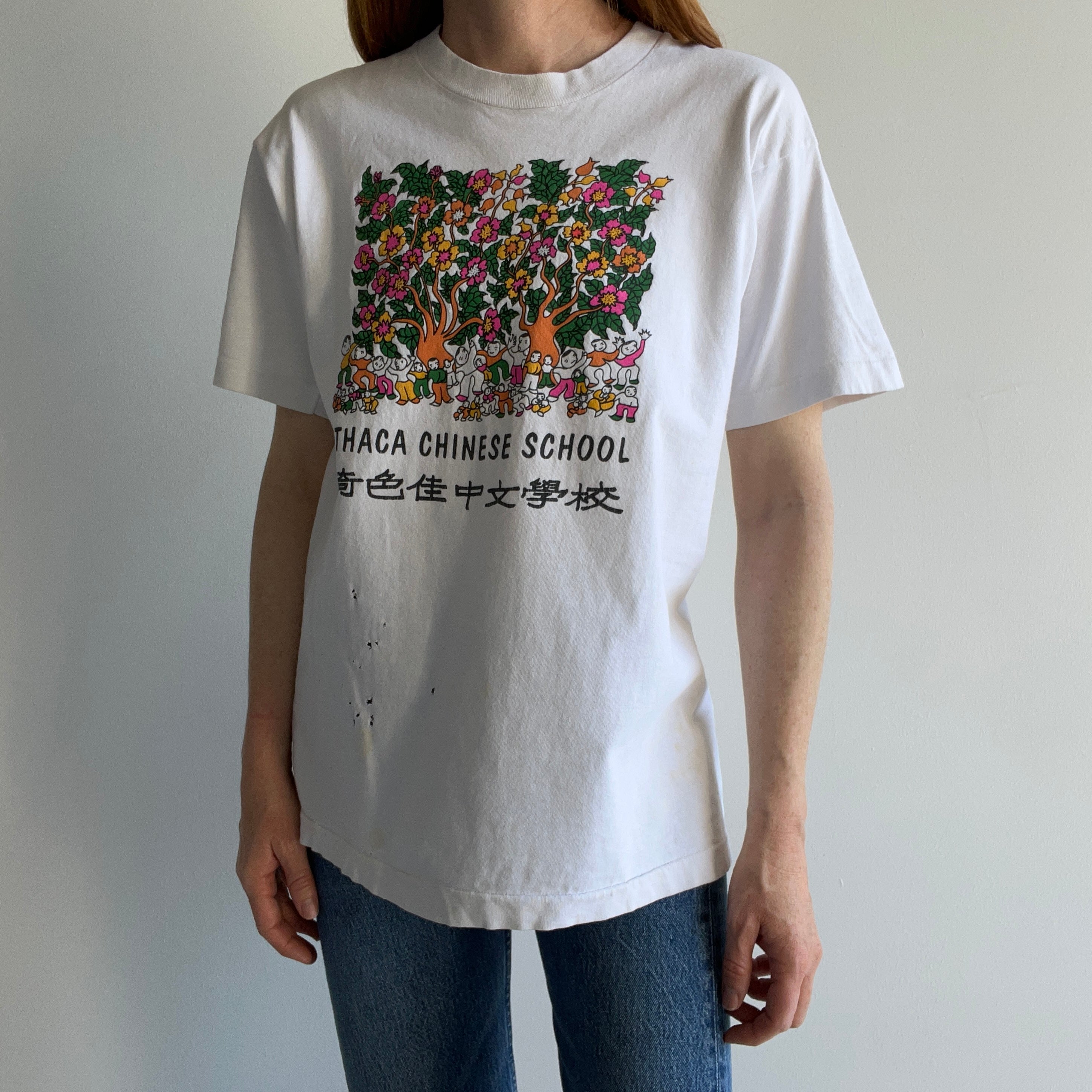 1980s Ithaca Chinese School Destroyed T-Shirt (Personal Collection Piece)