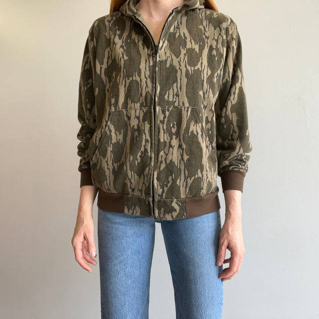 1980s Muleskins Camo Zip Up Hoodie