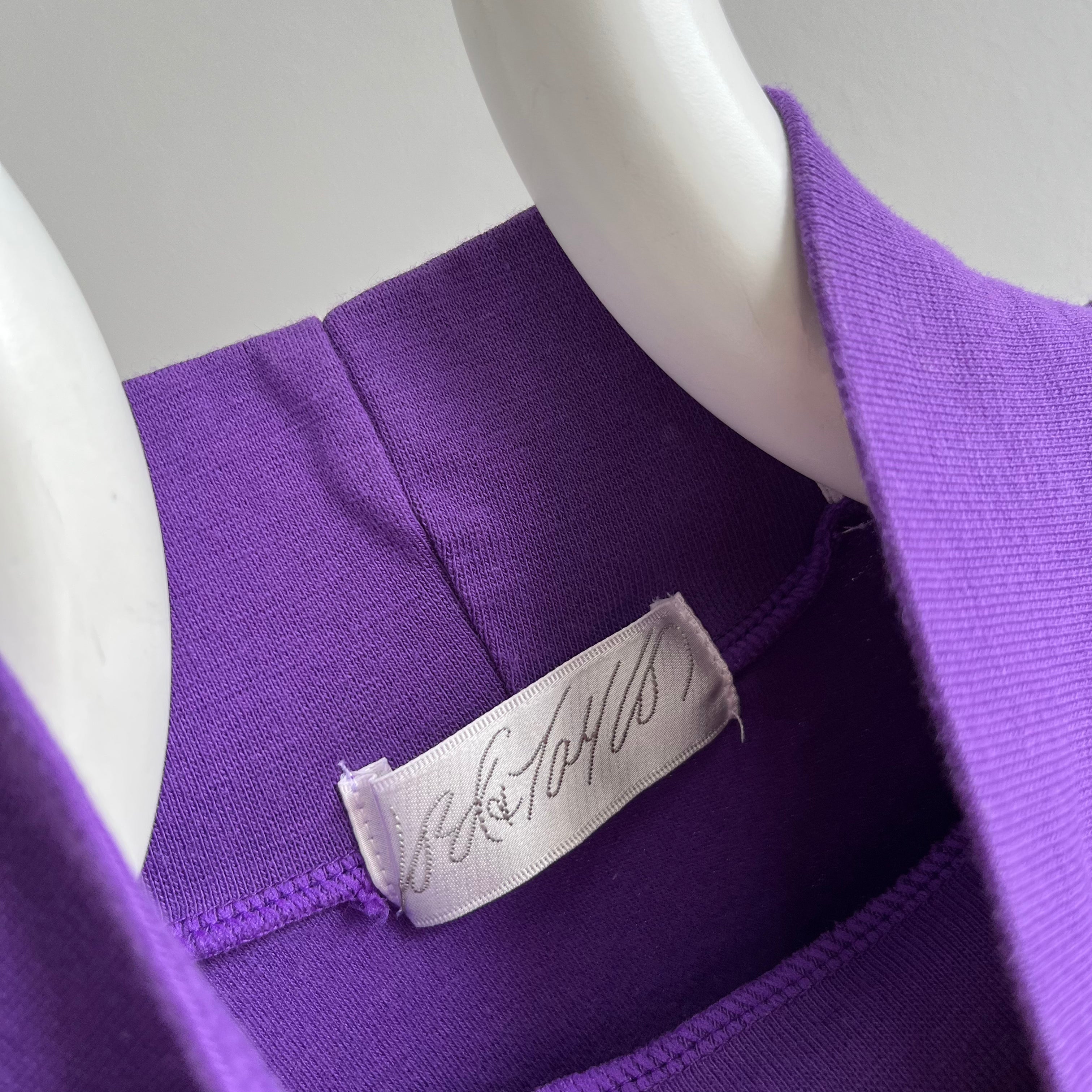 1990s Lord And Taylor Jersey Mock Neck Long Sleeve Purple Shirt