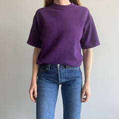 1980s Purple Rain Colored Short Sleeve Warm Up Sweatshirt