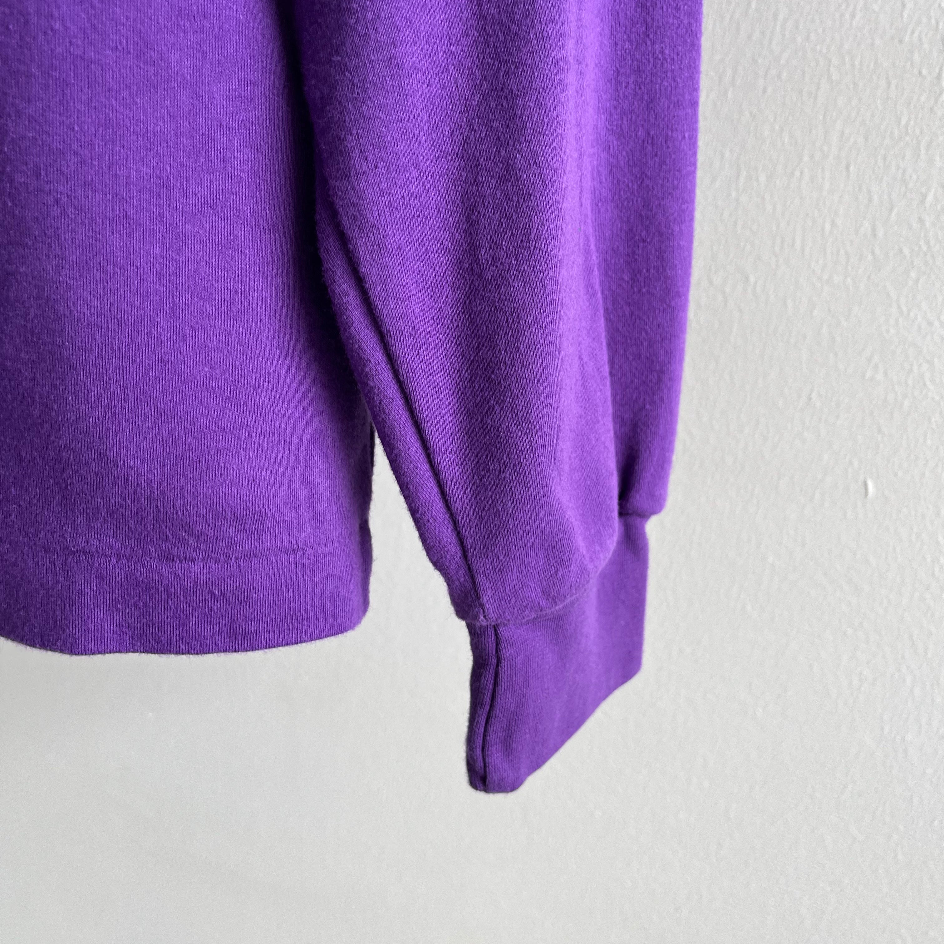 1990s Lord And Taylor Jersey Mock Neck Long Sleeve Purple Shirt