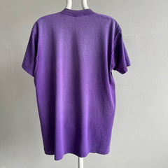 1980s Epically Sun Faded and Worn Blank Purple Pocket T-SHirt