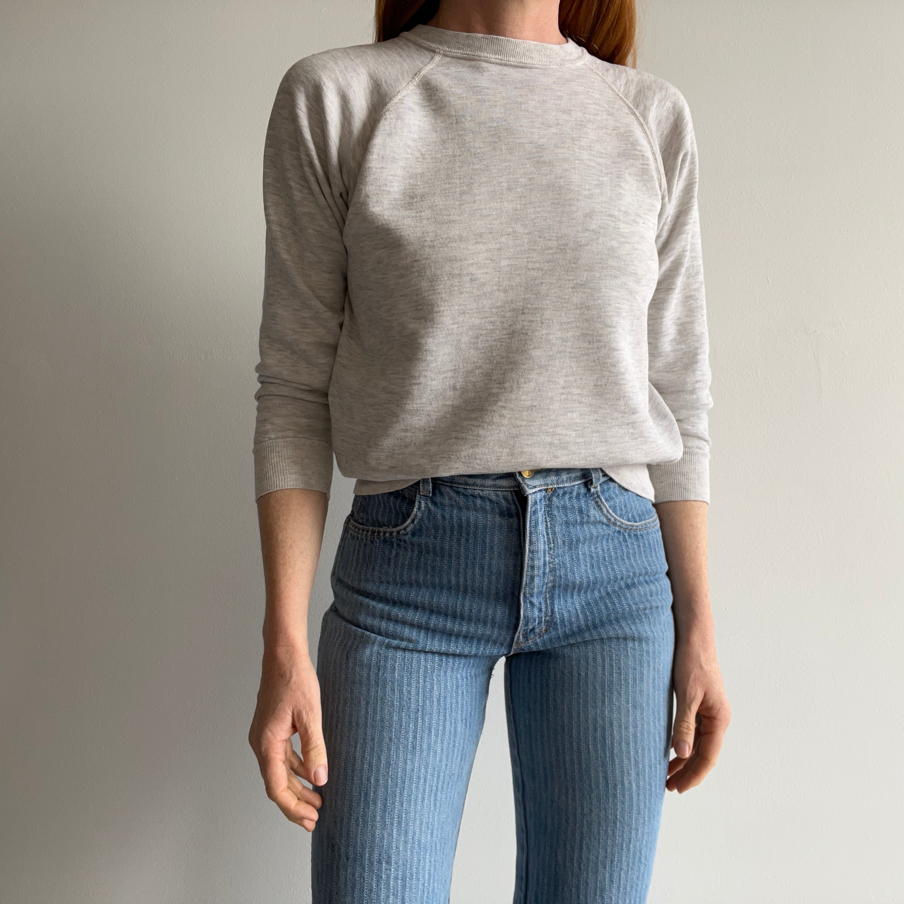 1980s (Early) Blank Lighter Gray Raglan - Smaller Size