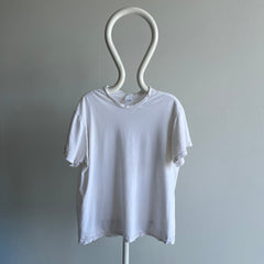 1990/2000s Tattered Torn and Worn Blank White Cotton T-Shirt