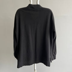 1990/2000s Lightly Faded Black Long Sleeve Polo by Ralph Lauren