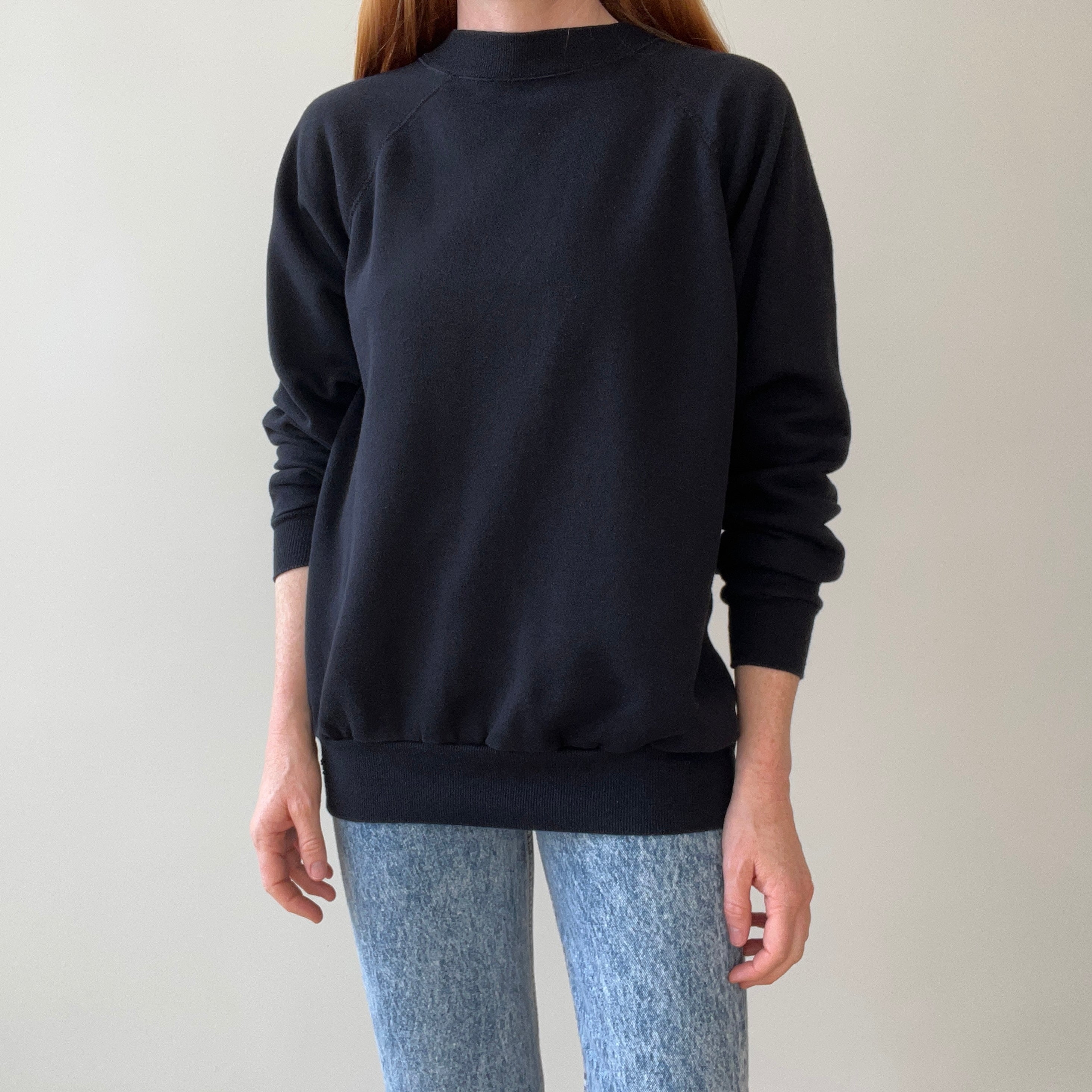 1980s Blank Black Raglan by Pannill