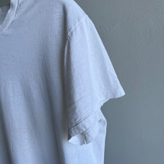 1990/2000s Tattered Torn and Worn Blank White Cotton T-Shirt