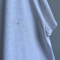 1990/2000s Tattered Torn and Worn Blank White Cotton T-Shirt