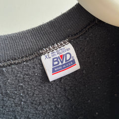 1990s BVD Blank Larger Faded Black Sweatshirt - USA Made