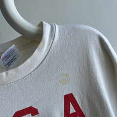 1990s USA Made White to Ecru From Age Olympic Cotton T-Shirt