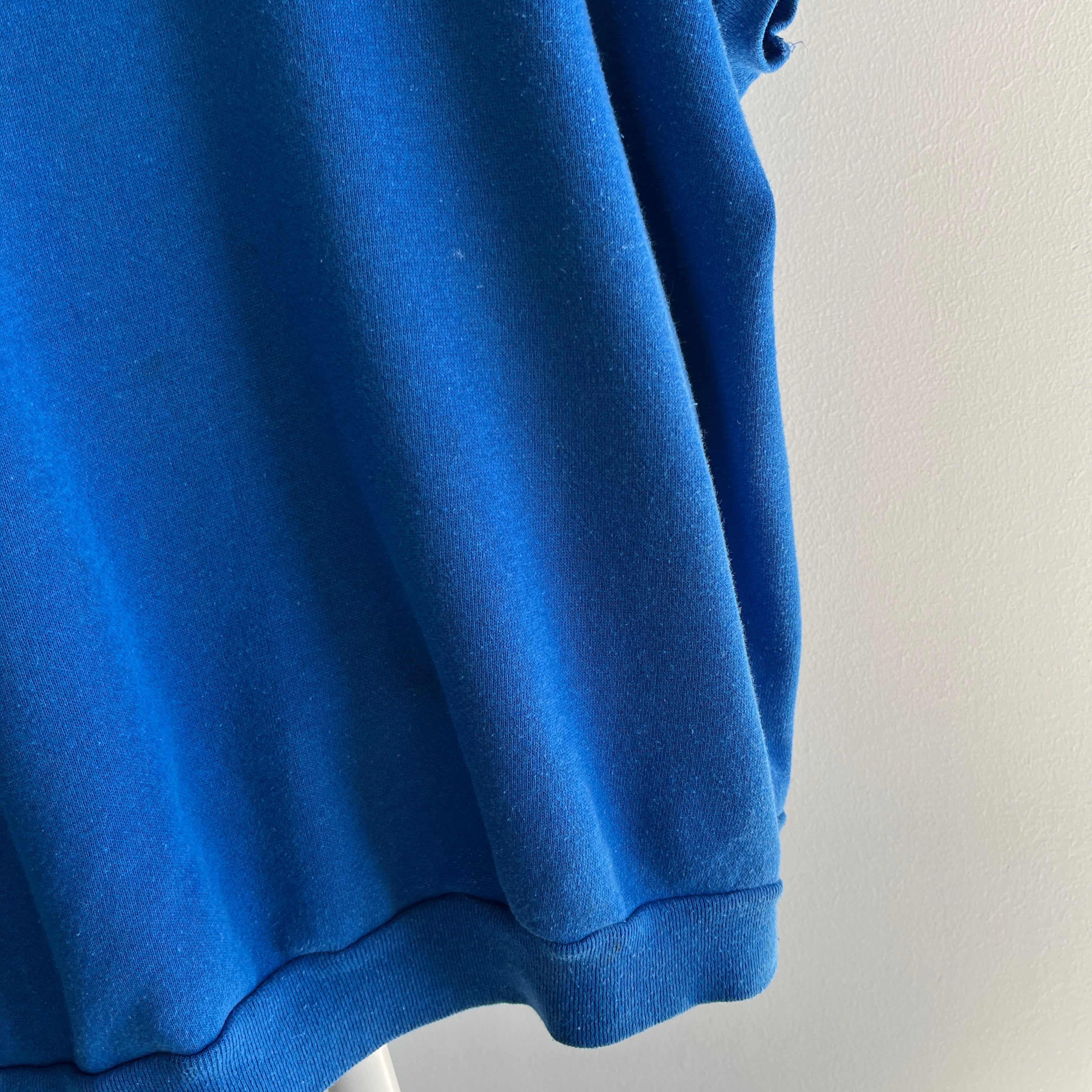 1980s Super Soft Larger Blue Warm Up Sweatshirt