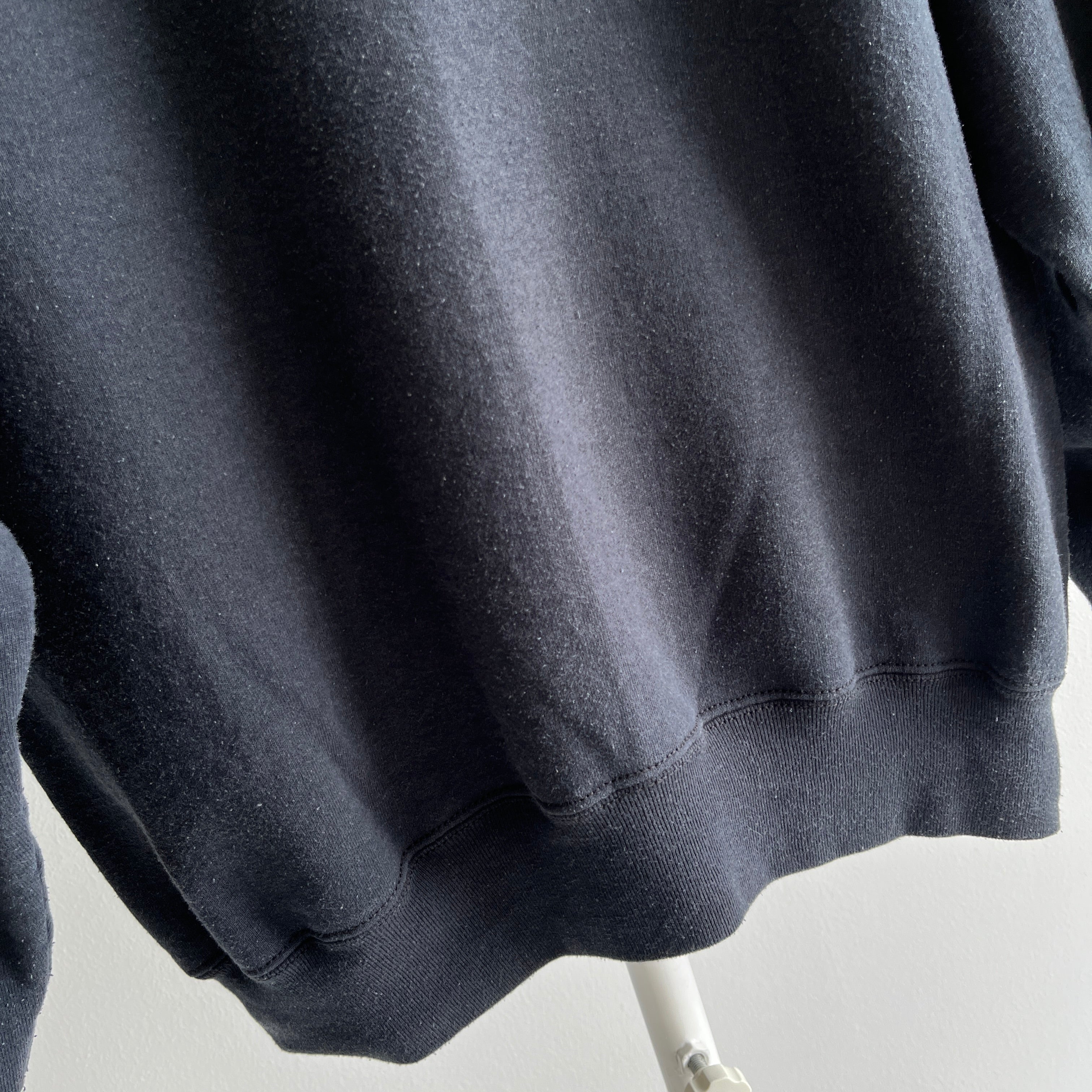 1990s BVD Blank Larger Faded Black Sweatshirt - USA Made