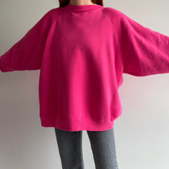 1980/90s OSFMany Neon Pink Sweatshirt with Shorter Long Sleeves - Big Time Swoon