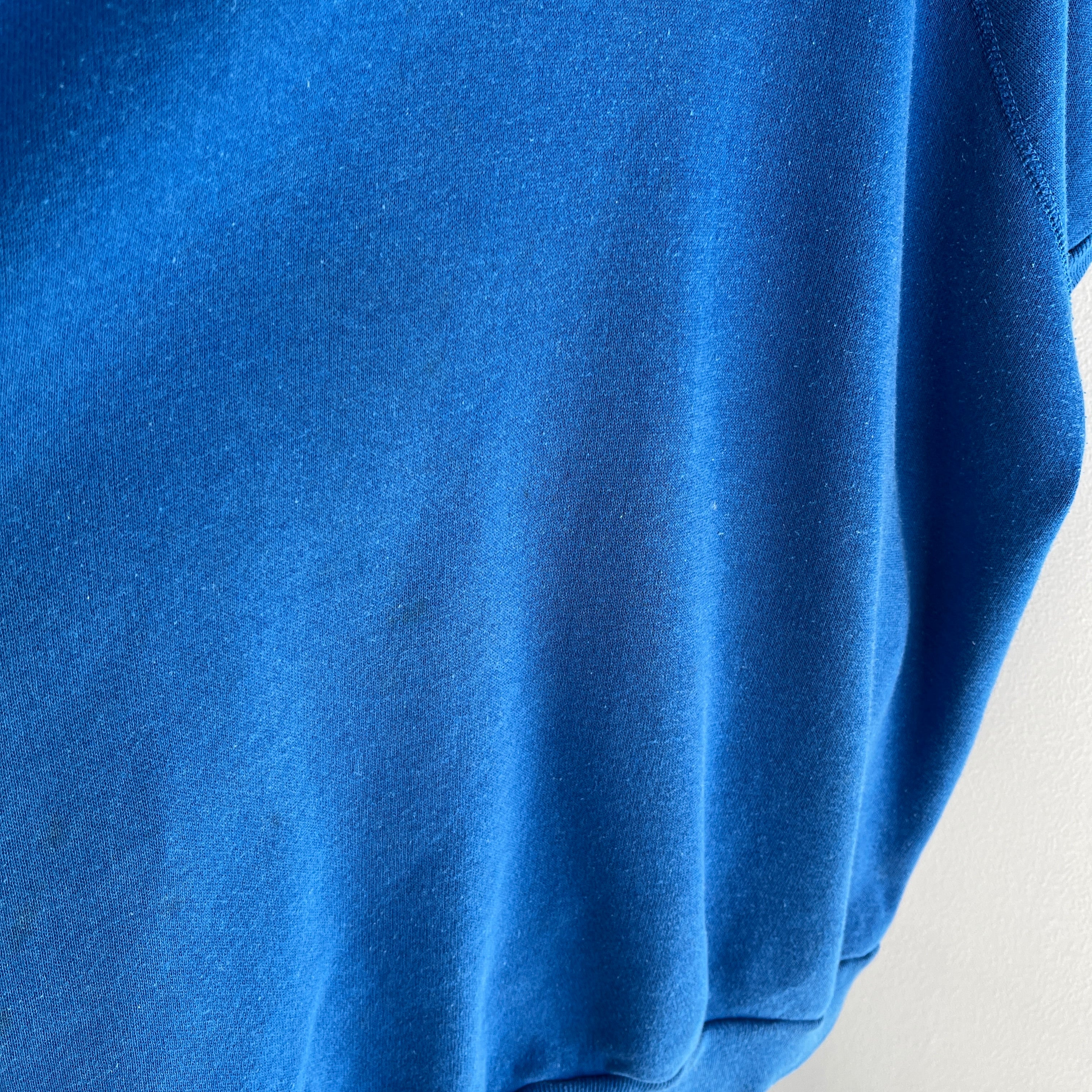 1980s Super Soft Larger Blue Warm Up Sweatshirt