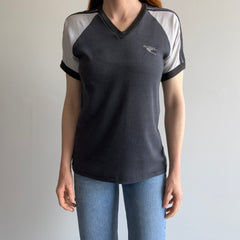 1970/80s MacGregor Two Tone Slouchy Baseball V-Neck Ring T-Shirt