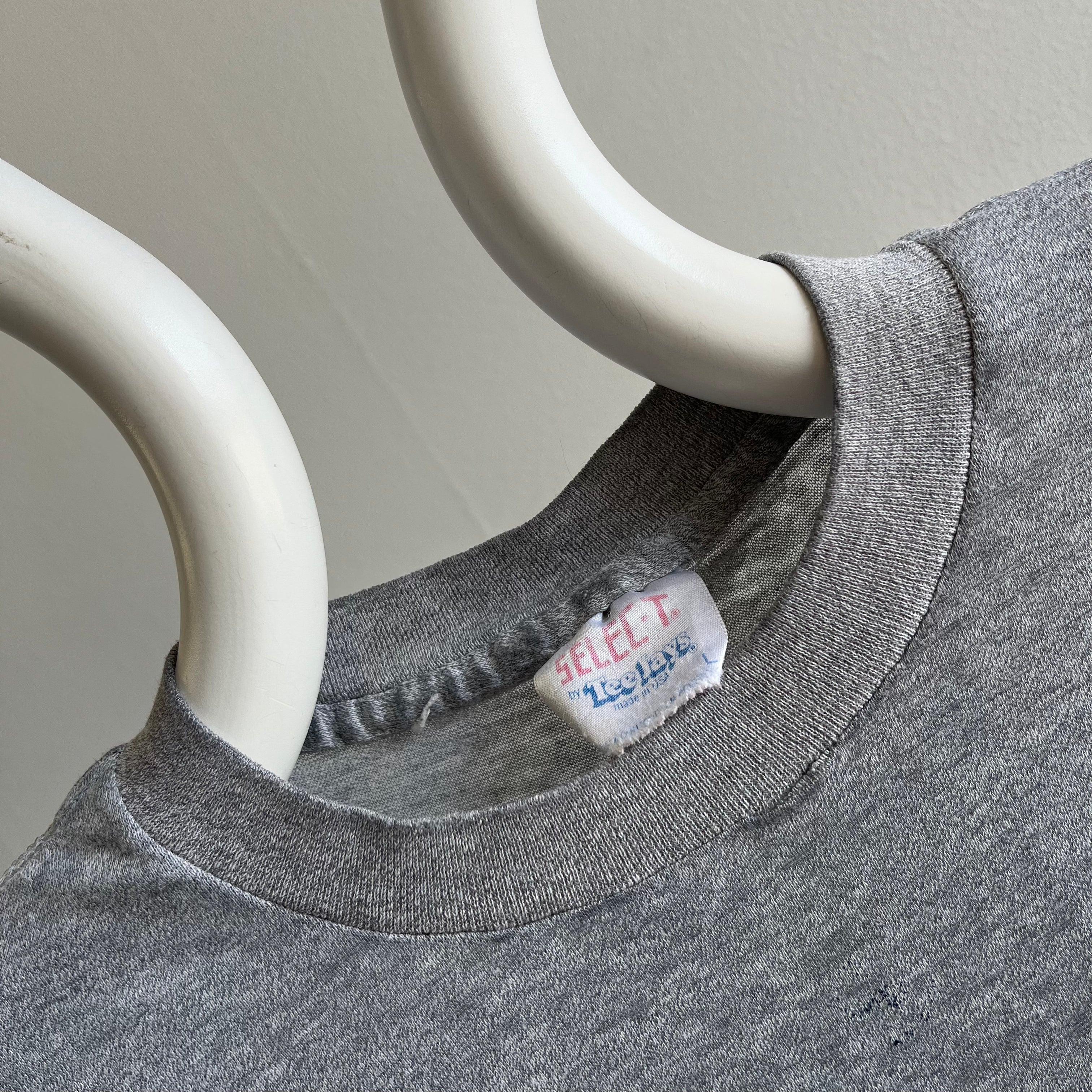 1980s Tissue Paper Thin Worn Beyond Gray T-Shirt - WOW