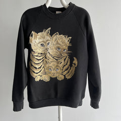 1980s Medium Weight Sparkly Cat Sweatshirt