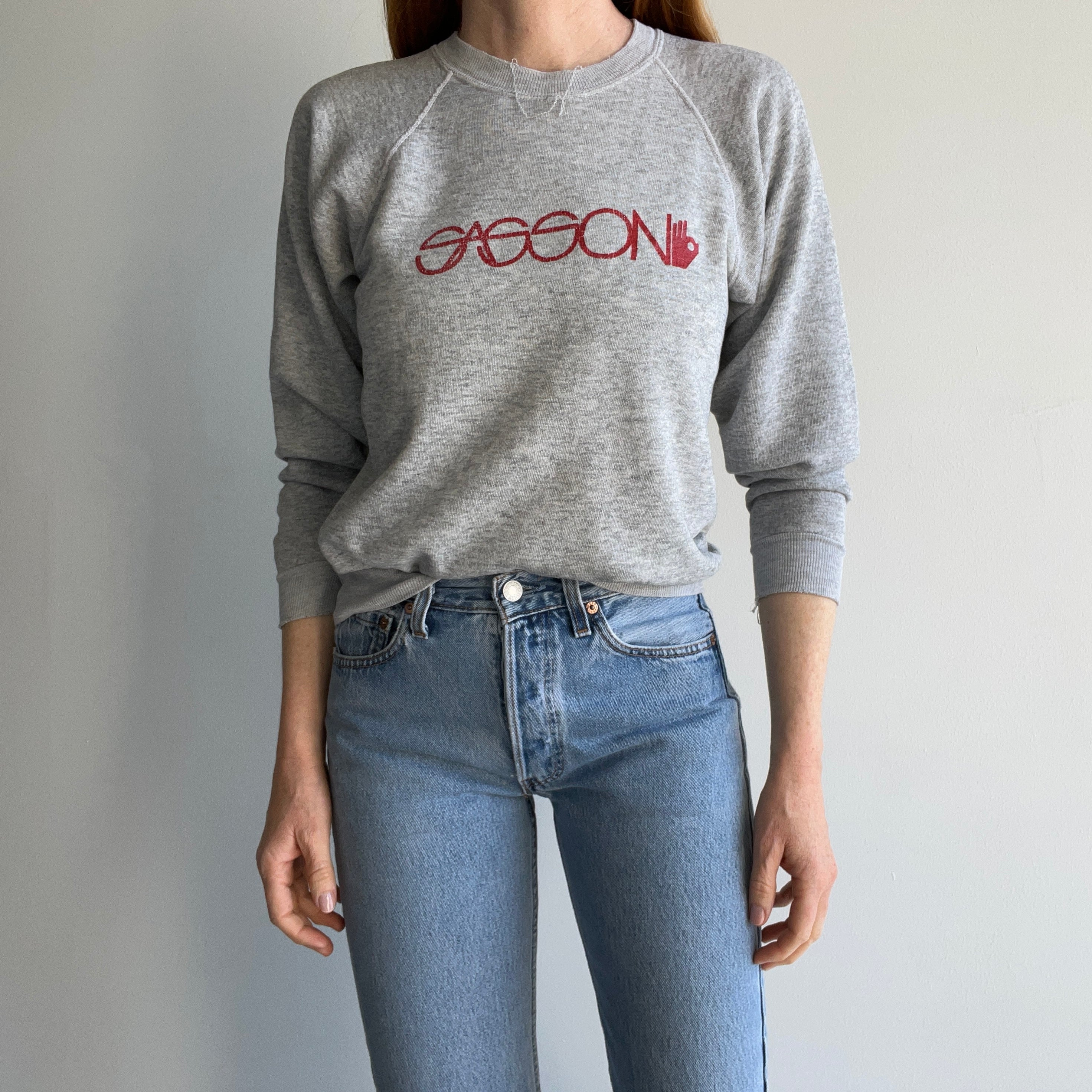 1980s Sassoon Tattered and Split Collar Sweatshirt - HOLY GREATNESS