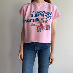 1980s I Survived a Bahamas Motorbike DIY Cut Up Sweatshirt Warm Up