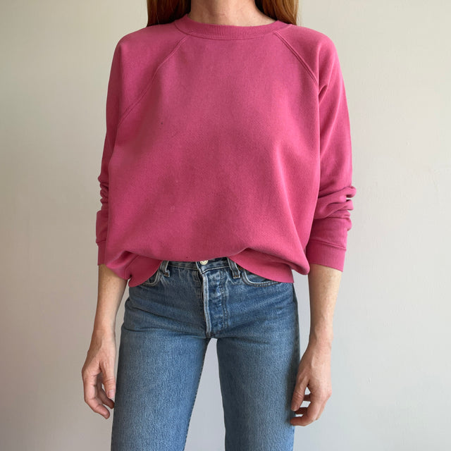 1990s Paint and Other Stained Blank Barbie Pink Sweatshirt by HHW