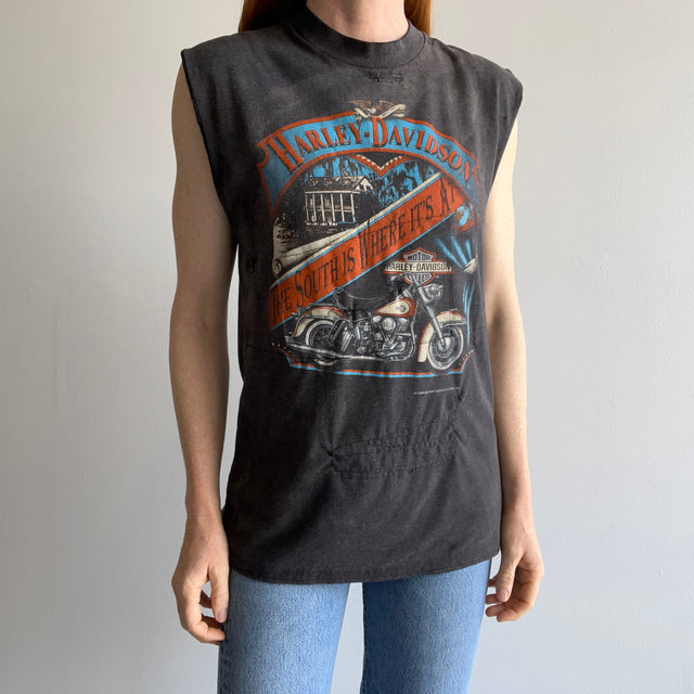 1992 ONE-OF-A-KIND OOAK 3D Emblem Mended Harley Tank Top That Was A Rag And Brought Back To Life