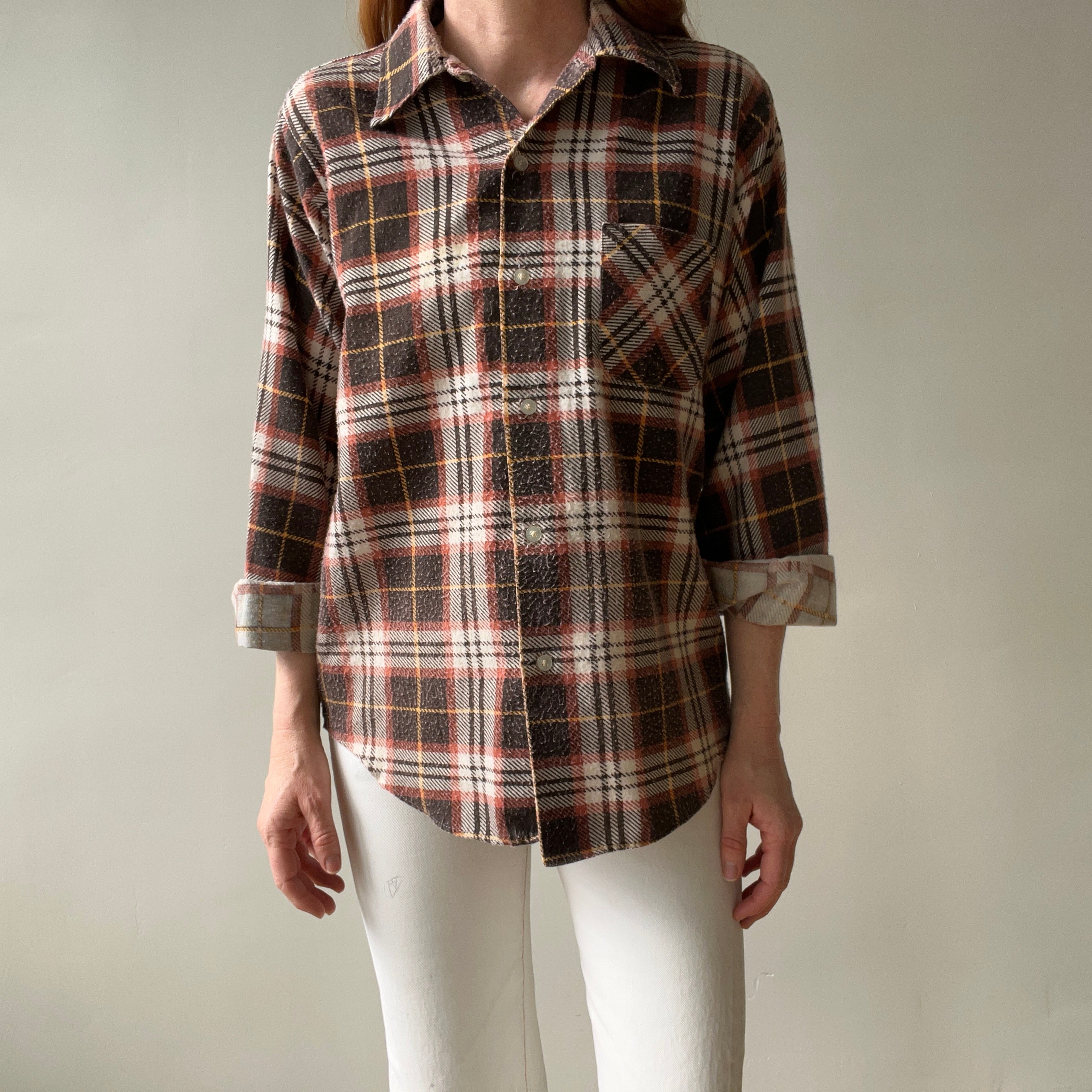 1970s Northway Single Sided Soft and Slouchy Lightweight Brown Flannel