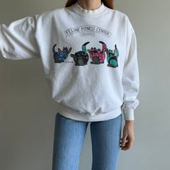 1980/90s Feline Fitness Center - Hawaii Front and Back Sweatshirt by Crazy Shirts