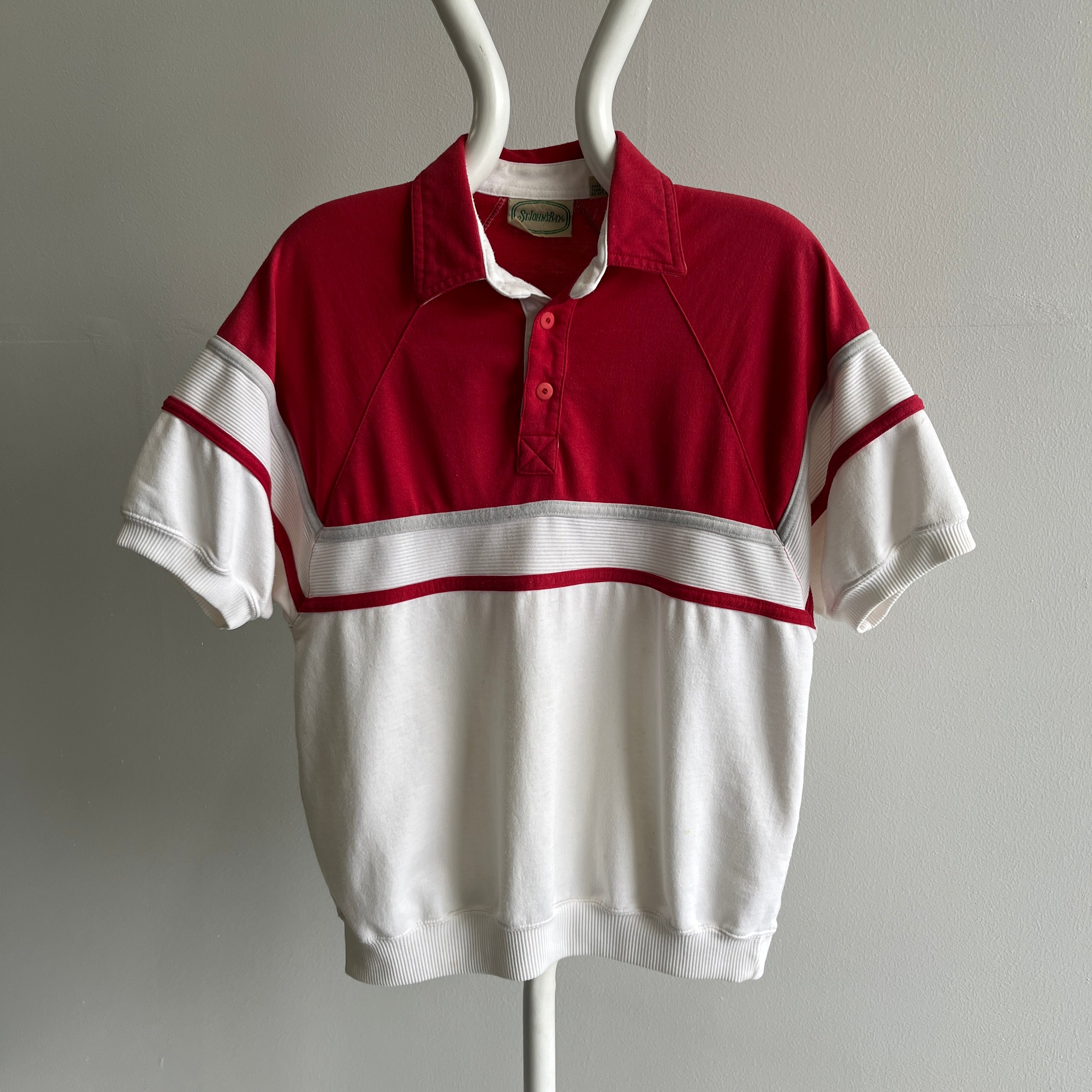 1980s St. John's Bay Warm Up/Shirt Color Block Polo
